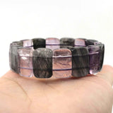 Green Rutilated Quartz & Amethyst Stone Beads Bracelet Bangle