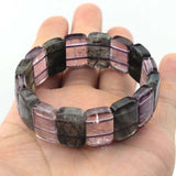 Green Rutilated Quartz & Amethyst Stone Beads Bracelet Bangle