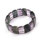 Green Rutilated Quartz & Amethyst Stone Beads Bracelet Bangle