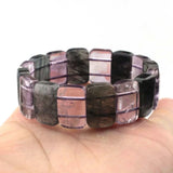 Green Rutilated Quartz & Amethyst Stone Beads Bracelet Bangle
