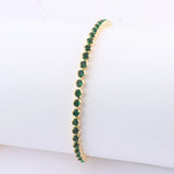 Green CZ Tennis Bracelet Crystal Zircon Jewelry Adjustable 18K Plated Chain