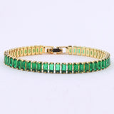 Green CZ Tennis Bracelet Crystal Zircon Jewelry Adjustable 18K Plated Chain