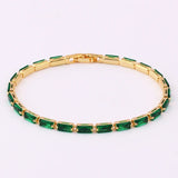 Green CZ Tennis Bracelet Crystal Zircon Jewelry Adjustable 18K Plated Chain