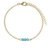 Green Stone Round Beads Bangle Bracelet Women Jewelry Gift Chain Bracelet