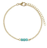 Green Stone Round Beads Bangle Bracelet Women Jewelry Gift Chain Bracelet