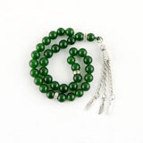 Green Stone Tassel 99/33 Prayer Beads Rosary Islamic Muslim Allah Tasbih