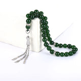 Green Stone Tassel 99/33 Prayer Beads Rosary Islamic Muslim Allah Tasbih