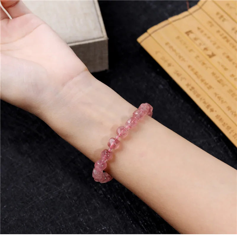 Green Strawberry Quartz Beaded Bracelets for Women