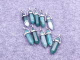 Green Stripe Agates Stone Pendant Pendulum Hexagon Pillar Bullet Shape Charms