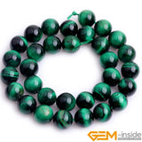 Green Tiger Eye Round Loose Space Beads For Jewelry Making 15 inch