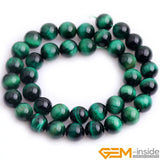 Green Tiger Eye Round Loose Space Beads For Jewelry Making 15 inch
