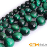 Green Tiger Eye Round Loose Space Beads For Jewelry Making 15 inch