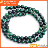 Green Tiger Eye Round Loose Space Beads For Jewelry Making 15 inch