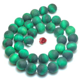 Green Tiger's Eye Matte Round Beads Gemstone Bracelet Necklace Diy