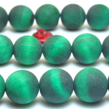 Green Tiger's Eye Matte Round Beads Gemstone Bracelet Necklace Diy