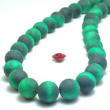 Green Tiger's Eye Matte Round Beads Gemstone Bracelet Necklace Diy