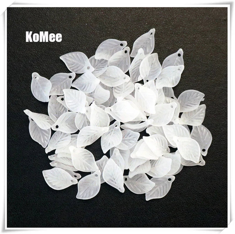 500Pcs Green Acrylic Leaf Pendants for Jewelry Making
