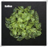500Pcs Green Acrylic Leaf Pendants for Jewelry Making