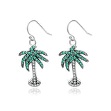 Green Tree Zircon Drop Earrings 925 Silver Women Fine Jewelry