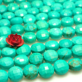 Green Turquoise Faceted Coin Loose Beads Gemstone Bracelet Necklace