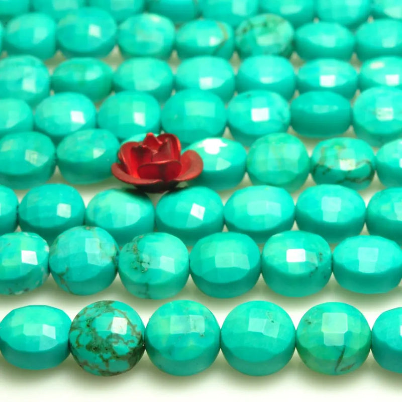 Green Turquoise Faceted Coin Loose Beads Gemstone Bracelet Necklace