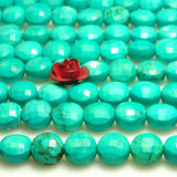 Green Turquoise Faceted Coin Loose Beads Gemstone Bracelet Necklace