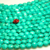 Green Turquoise Faceted Coin Loose Beads Gemstone Bracelet Necklace