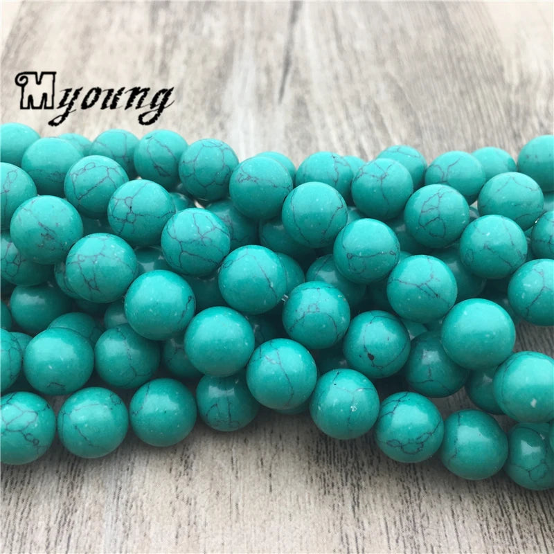 Green Turquoises Round Loose Beads Gems Stone Howlite Beads