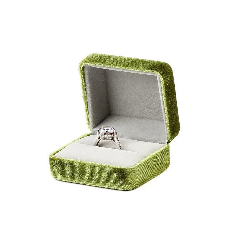 Green Velvet Jewelry Box Organizer for Ring Necklace