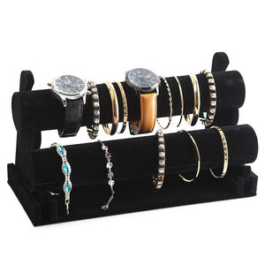 Green Velvet Jewelry Display Stand Bracelet Necklace Watch Rack Retail Holders