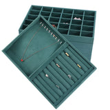 Green Velvet Jewelry Display Tray Organizer For Drawer