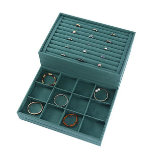 Green Velvet Jewelry Display Tray Organizer For Drawer
