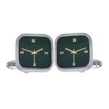 Green Watch Styling Square Cufflinks Men's Shirts Wedding Suit Cuffs Buttons