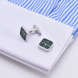 Green Watch Styling Square Cufflinks Men's Shirts Wedding Suit Cuffs Buttons