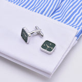 Green Watch Styling Square Cufflinks Men's Shirts Wedding Suit Cuffs Buttons