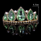 Green Water Drop Glass Hair Headband Wedding Crown