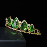 Green Water Drop Glass Hair Headband Wedding Crown