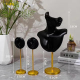 Green/White/Black Resin/Metal 3pcs Earring Necklace Jewelry Display Mannequin