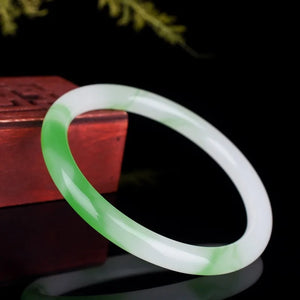 Green Jade Bangle Bracelet Carved Charm Jadeite Jewelry Luck Gift