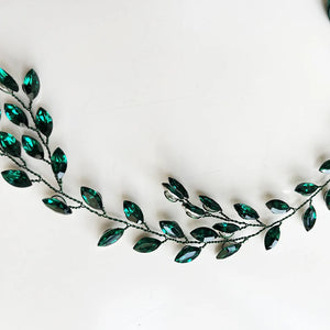 Green Crystal Tiara Headband Wedding Hair Jewelry Accessory