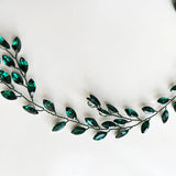 Green Crystal Tiara Headband Wedding Hair Jewelry Accessory