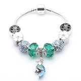 Green Woodpecker Pendant Charm Bracelets with Snake Chain for Women