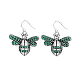 Green Zircon Bee Drop Earrings 925 Sterling Silver Fine Party Jewelry