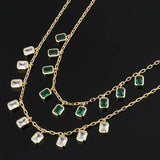 Green Zircon Tassel Collar Bohemian Necklace Female Collarbone Chain