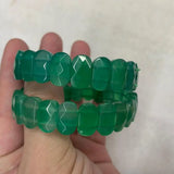 Green Agate Chalcedony Beads Bracelet Gemstone Bangle for Women