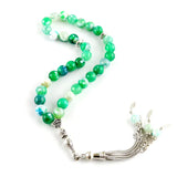 Green Agate Stone 33 Beads Muslim Worship Tasbih Bracelet Men's Tesbih