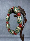 Green Agate Three Eye Beads Bracelet Men's Beads Agate Bracelet