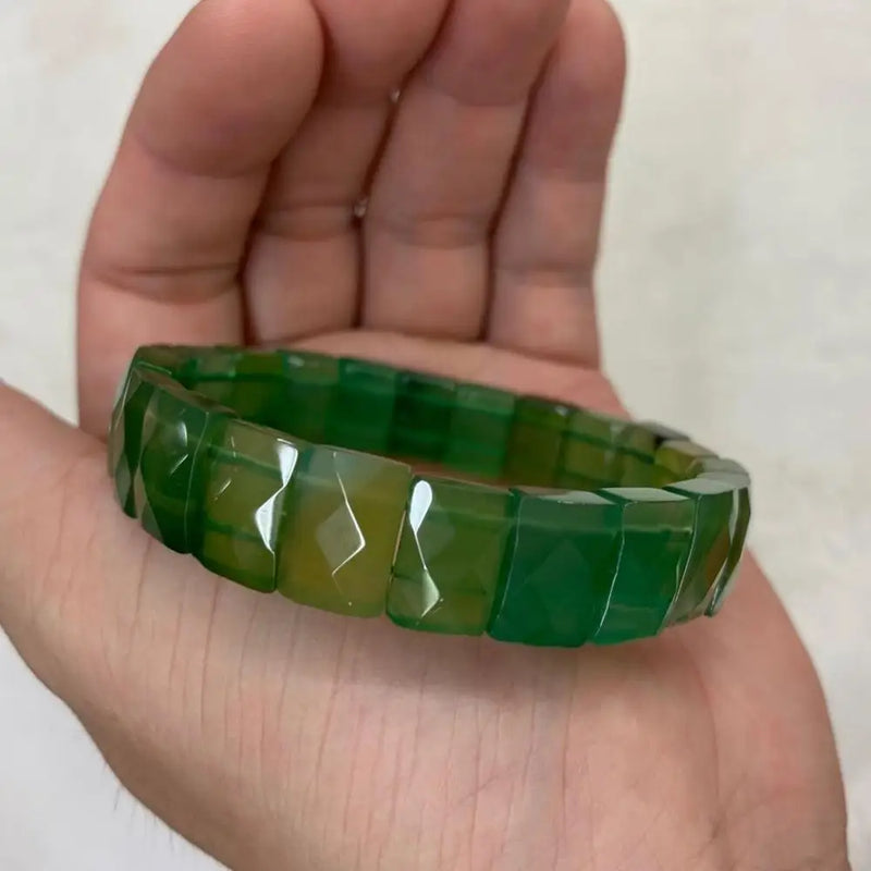 Green Agate Chalcedony Stone Bracelet Natural Gem Stone Bangle