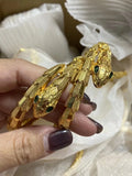 Green CZ Stone Eye Snake Bangle Stainless Steel Jewelry
