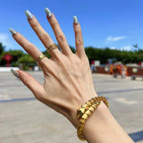 Green CZ Stone Eye Snake Bangle Stainless Steel Jewelry